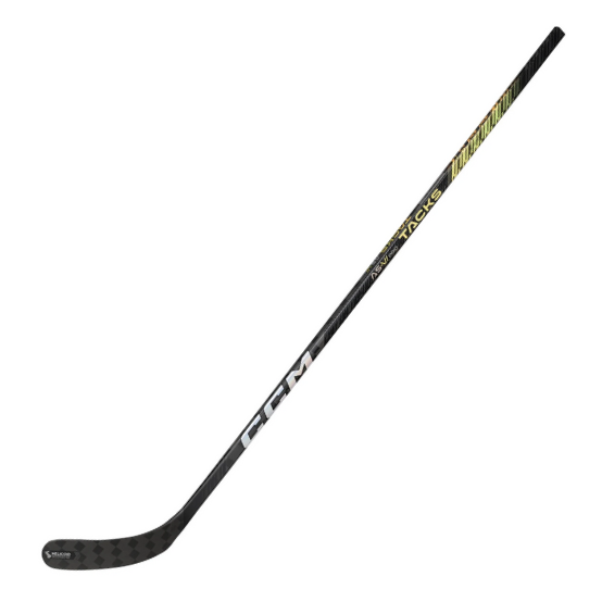 A photo of the CCM Super Tacks AS-VI Pro Senior Hockey Stick in colour black and yellow. Front view.