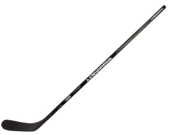 A photo of the Winnwell RXW1 Junior Wooden Stick in colour black and white. Front view.