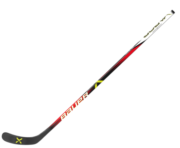 A photo of the Bauer Vapor Tyke Series Hockey Stick in colour red, white and black. Front view.