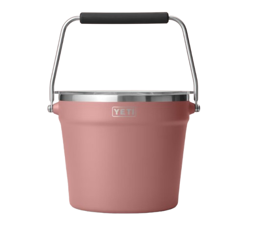 A photo of the Yeti Rambler Beverage Bucket in colour sandstorm pink.