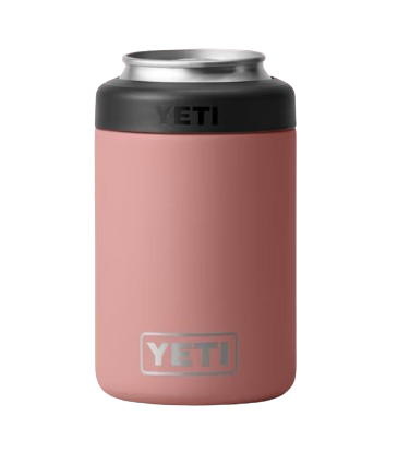 A photo of the Yeti Rambler Colster 2.0 in colour sandstorm pink.