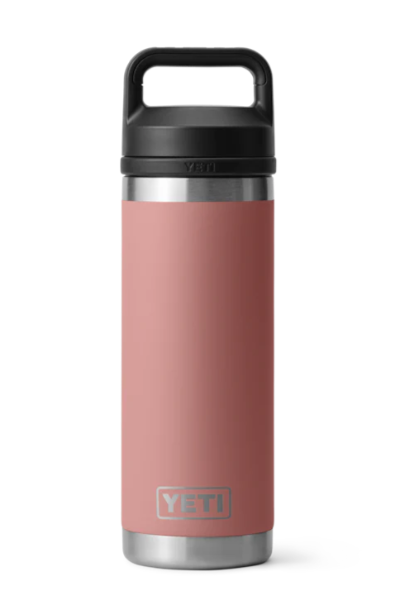 A photo of the Yeti Rambler 18oz Bottle with Chug Cap in colour sandstone pink.