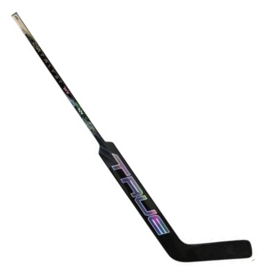 A photo of the True Catalyst 7X3 Goalie Stick in colour black. Angled view.