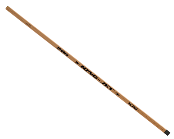 A photo of the Ring-Jet 105 Ringette Stick (2024) in natural wood colour. Angled view.