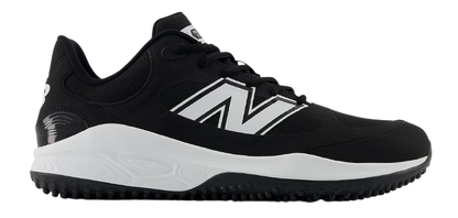 A photo of the New Balance Fresh Foam 3000 V7 Mens Turf-Trainer in colour black and white with black sole (SK). Side view.
