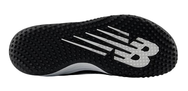 A photo of the New Balance Fresh Foam 3000 V7 Mens Turf-Trainer in colour black and white with black sole (SK). Bottom view.