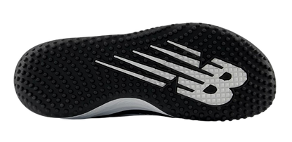 A photo of the New Balance Fresh Foam 3000 V7 Mens Turf-Trainer in colour black and white with black sole (SK). Bottom view.