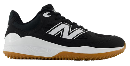 A photo of the New Balance Fresh Foam 3000 V7 Mens Turf-Trainer in colour black and white with tan sole (BK). Side view.