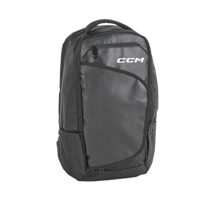 A photo of the CCM Premium Backpack in colour black. Front view.