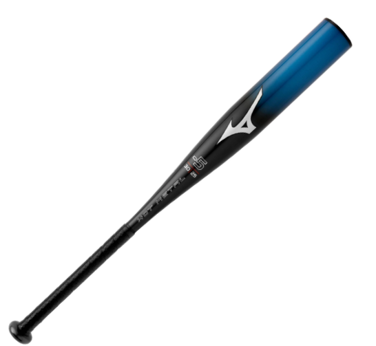 A photo of the Mizuno B22-Hot Metal (-5) Youth Baseball Bat in colour blue and black angled view.