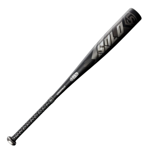 A photo of the Louisville Slugger Solo (-10) 2 3/4" USSSA Baseball Bat in colour black and white. Front view.