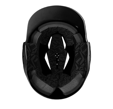 A photo of the EvoShield XVT 2.0 Gloss Batting Helmet in colour black. Inside helmet view.