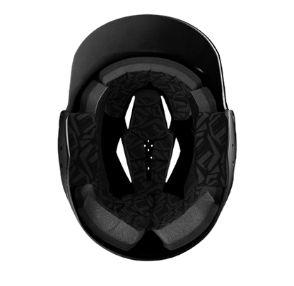 A photo of the EvoShield XVT 2.0 Gloss Batting Helmet in colour black. Inside helmet view.