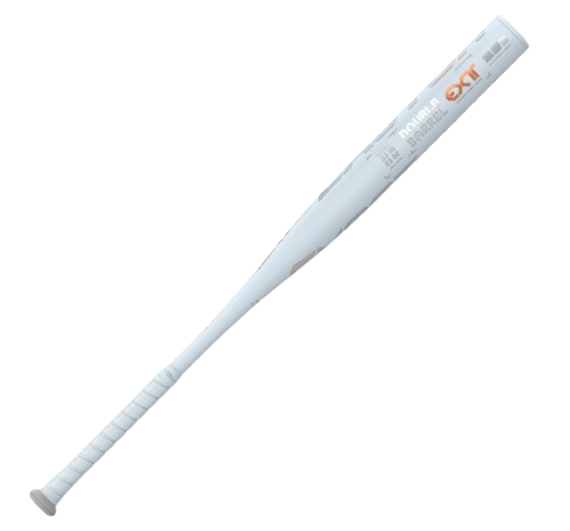 A photo of the 2025 Easton Ghost Unlimited -10 Fastpitch Softball Bat in colour white and orange. Side view.