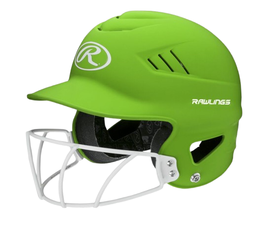 A photo of the Rawlings Coolflo Highlighter Baseball Batting Helmet in colour neon green.