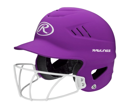 A photo of the Rawlings Coolflo Highlighter Baseball Batting Helmet in colour neon purple.