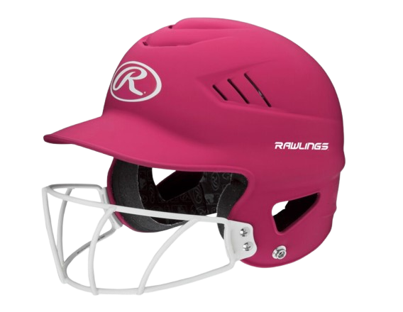 A photo of the Rawlings Coolflo Highlighter Baseball Batting Helmet in colour neon pink.