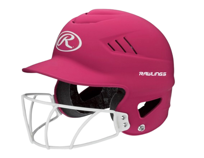 A photo of the Rawlings Coolflo Highlighter Baseball Batting Helmet in colour neon pink.