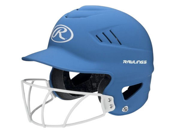 A photo of the Rawlings Coolflo Highlighter Baseball Batting Helmet in colour neon Columbia Blue.