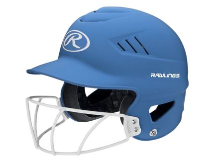 A photo of the Rawlings Coolflo Highlighter Baseball Batting Helmet in colour neon Columbia Blue.