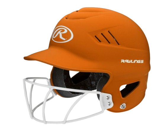 A photo of the Rawlings Coolflo Highlighter Baseball Batting Helmet in colour neon orange.