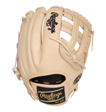 A photo of the Rawlings Kris Bryant Heart of the Hide 12.25" Baseball Glove in colour tan. Backhand view.