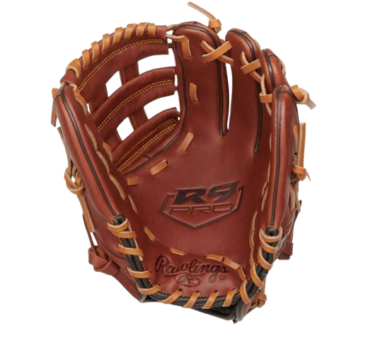A photo of the Rawlings R9 Pro Nolan Arenado 11.75" Baseball Glove in colour brown. Palm view.