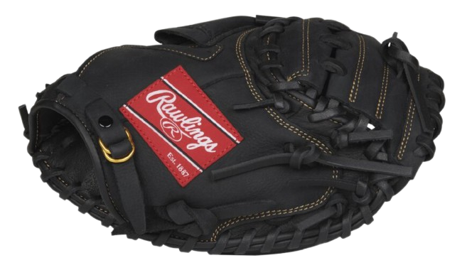 A photo of the Rawlings Renegade 31.5" Youth Catchers Mitt in colour black. Side view.