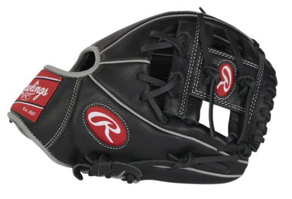 A photo of the Rawlings Carlos Correa 10.5" Select Pro Lite Youth Glove in colour black. Side view.