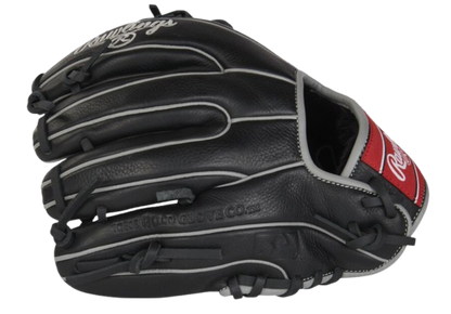 A photo of the Rawlings Carlos Correa 10.5" Select Pro Lite Youth Glove in colour black. Side view.