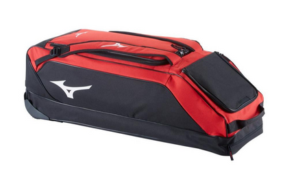A photo of the Mizuno Classic G2 Wheel Bag in colour red and black.
