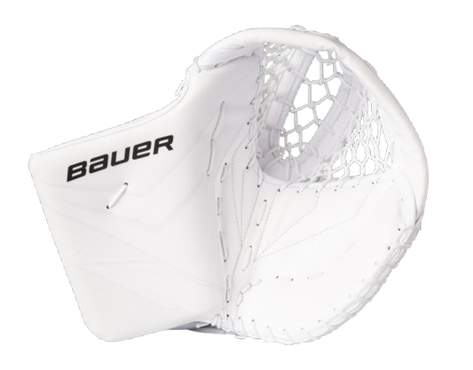 A photo Bauer Vapor Flylite Senior Goalie Catcher (2025) in colour white.