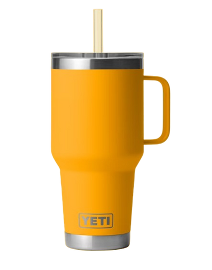 A photo of the Yeti Rambler 35oz Straw Mug in colour beekeeper yellow.