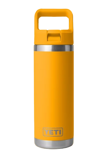 A photo of the Yeti Rambler 18oz Straw Water Bottle in beekeeper yellow.