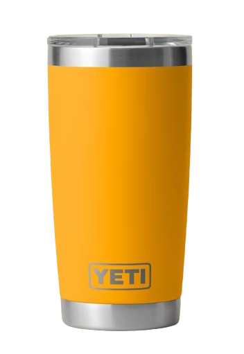 A photo of the Yeti Rambler 20oz Tumbler in colour beekeeper yellow.