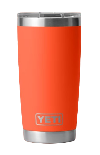 A photo of the Yeti Rambler 20oz Tumbler in colour papaya orange.
