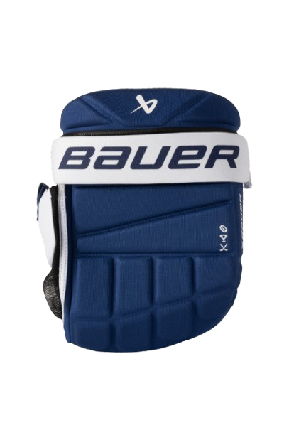 A photo of the Bauer Youth Glove Backpack in Toronto colours, navy and white.
