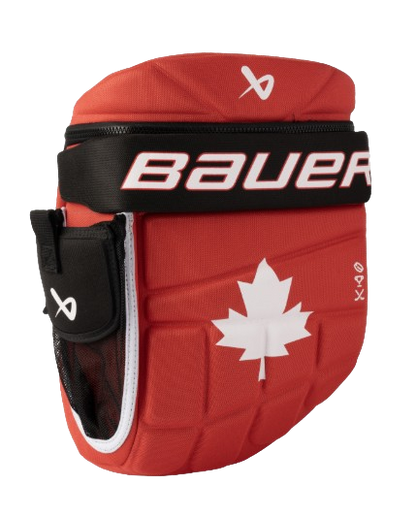A photo of the Bauer Youth Glove Backpack in Canada colours, red, black and white.