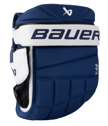 A photo of the Bauer Youth Glove Backpack in Toronto colours, navy and white.