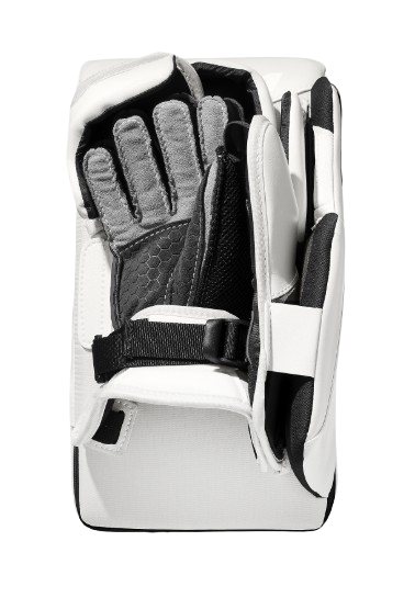 A photo of the palm of the CCM Phenom Junior Goalie Blocker in colour white.