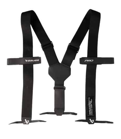 A photo of a black Bauer Goalie Suspenders.