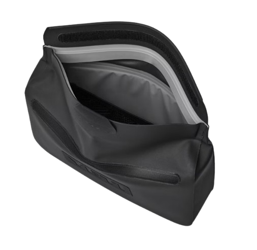 A photo of the YETI SideKick Dry 3L Waterproof Gear Bag in colour black, open bag.