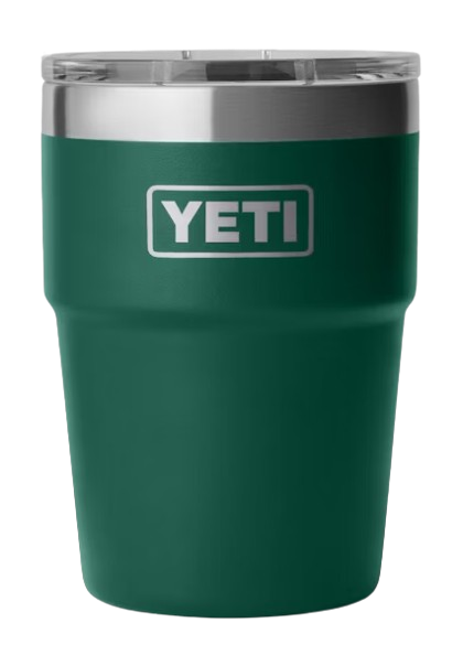 A photo of the A photo of the Yeti 16oz Stackable Rambler in colour black forest  green.
