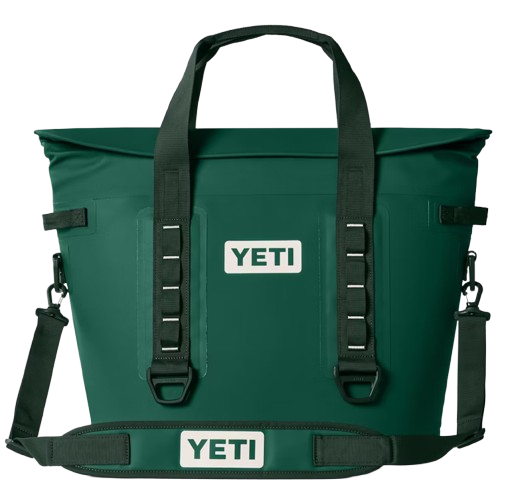 A photo of the Yeti Hopper M30 2.0 Soft Cooler in colour black forest green.