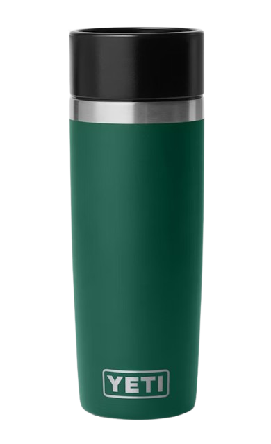 A photo of the Yeti Rambler 16oz Travel Water Bottle in colour black forest green.