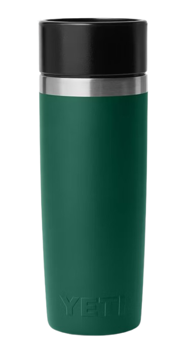 A photo of the Yeti Rambler 16oz Travel Water Bottle in colour black forest green.