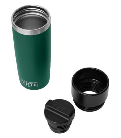 A photo of the Yeti Rambler 16oz Travel Water Bottle in colour black forest green.