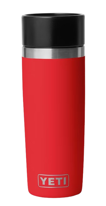 A photo of the Yeti Rambler 16oz Travel Water Bottle in colour rescue red.