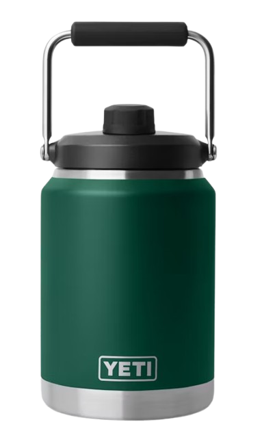 A photo of the Yeti Rambler 1/2 Gallon Jug in colour Black Forest Green.