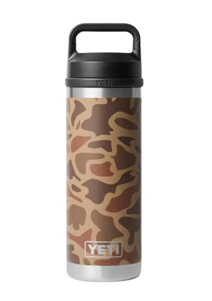 A photo of the Yeti Rambler 18oz Bottle with Chug Cap in colour wetlands camo.